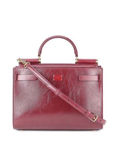 Shop Dolce & Gabbana Small Sicily 62 Bag In Burgundy