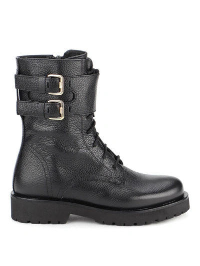 Shop Twinset Lace-up Combat Boots In Black