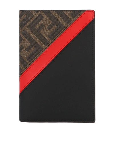 Shop Fendi Ff And Red Band Passport Cover In Black