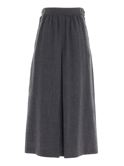 Shop Fendi Buttoned Skirt In Grey