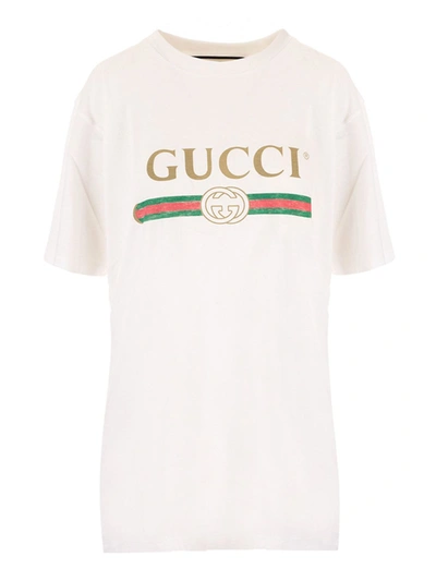 Shop Gucci Oversized  Logo T-shirt In White