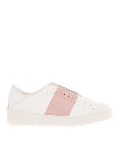 Shop Valentino Open Sneakers In White And Pink