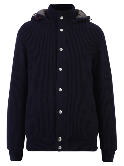 Shop Brunello Cucinelli Padded Cardigan In Blue