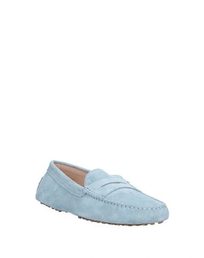 Shop Tod's Woman Loafers Sky Blue Size 6.5 Soft Leather