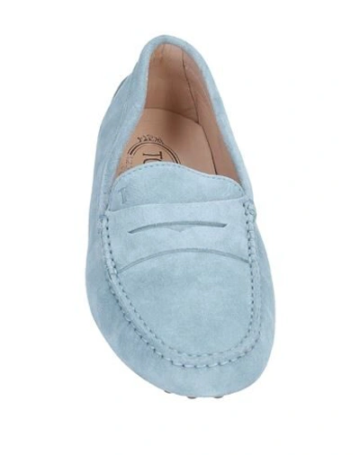 Shop Tod's Woman Loafers Sky Blue Size 6.5 Soft Leather