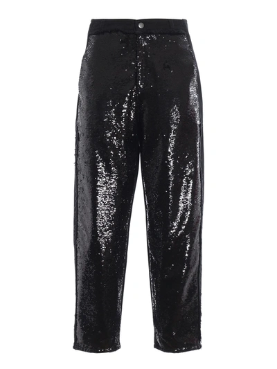 Shop Philosophy Di Lorenzo Serafini Cotton Drill Sequin Embellished Slouchy In Black