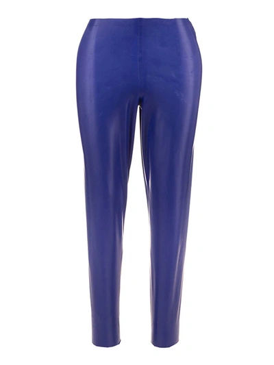 Shop Saint Laurent Latex Leggings In Purple In Blue