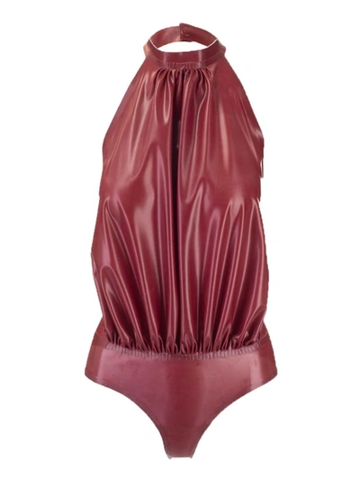 Shop Saint Laurent Latex Sleeveless Top Body In Plum Color In Red