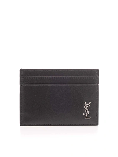 Shop Saint Laurent Ysl Card Holder In Black