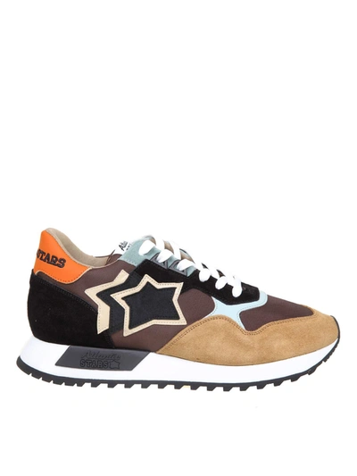 Shop Atlantic Stars Draco Sneakers In Nylon And Suede In Brown