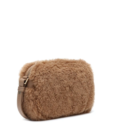 Shop Max Mara Camy Camel Hair-blend Crossbody Bag In Brown