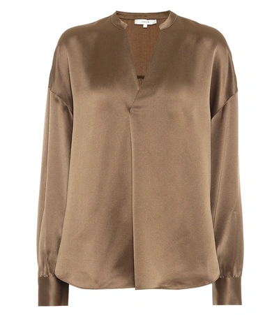 Shop Vince Silk Blouse In Brown