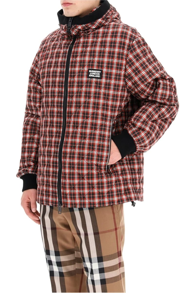 Shop Burberry Quilted Tartan Jacket In Bright Red Check