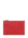 VALENTINO GARAVANI Medium Rockstud Leather Pouch, Red Valentino