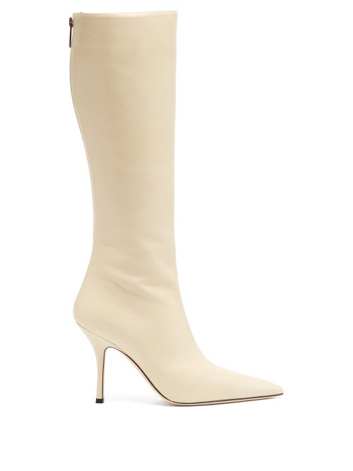 Paris Texas Mama Knee-high Leather Boots In White | ModeSens