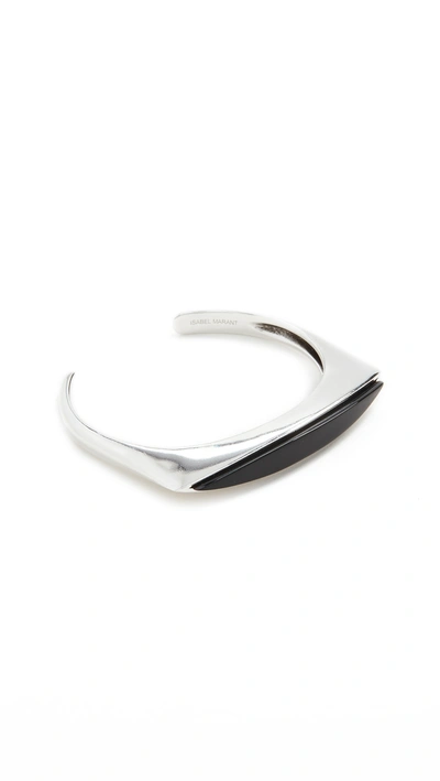 Shop Isabel Marant Brass Cuff Bracelet In Black/silver