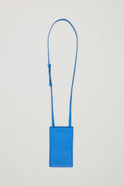 Shop Cos Leather Phone Pouch In Blue
