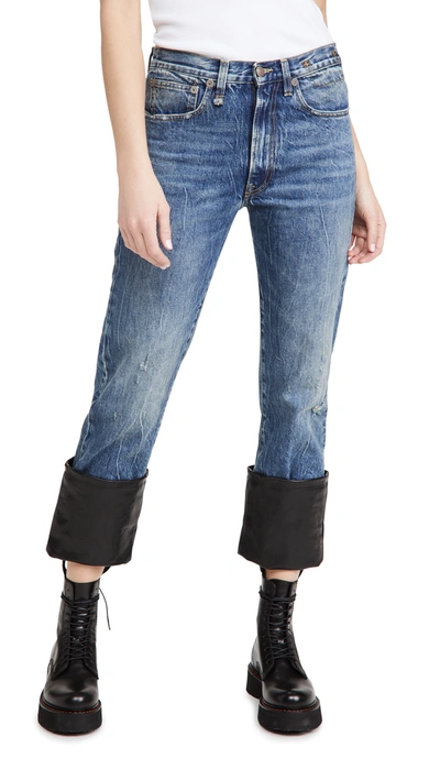 Shop R13 Axl Slim Jeans W/ Cuff In Kelly & Leather