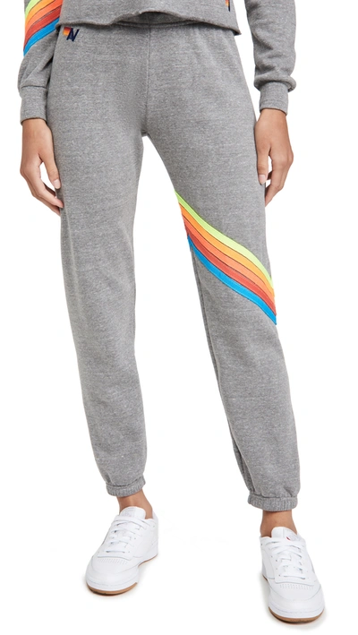 Shop Aviator Nation Chevron 5 Stripe Sweatpants In Heather/neon Rainbow