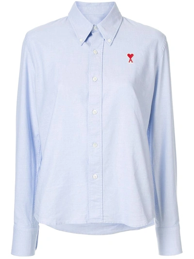 Shop Ami Alexandre Mattiussi Ami De Coeur Patch Shirt In Blue