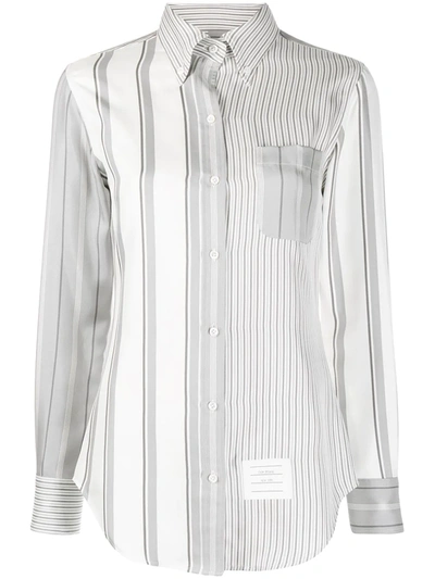 Shop Thom Browne Fun Mix Striped Button-down Shirt In Grey