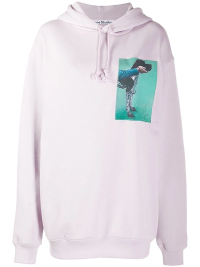 Shop Acne Studios Dog Patch Oversized Hoodie In Pink