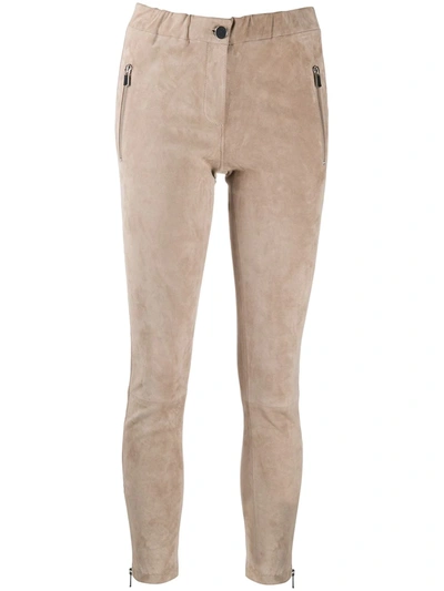 Shop Arma Suede Skinny Trousers In Neutrals