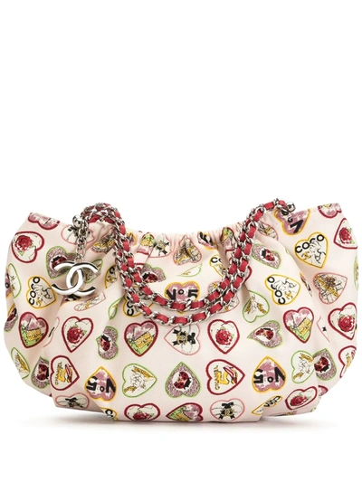 Pre-owned Chanel 2006 Valentine Heart Motif Chain Tote Bag In Pink