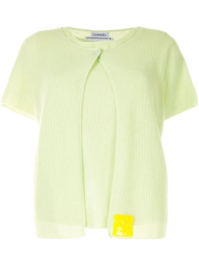 Pre-owned Chanel 2000 Short-sleeved Cardigan And Top Set In Green