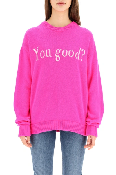 Ireneisgood Intarsia Logo Crewneck Jumper In Fuxia