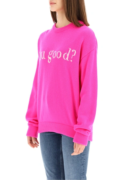 Ireneisgood Intarsia Logo Crewneck Jumper In Fuxia