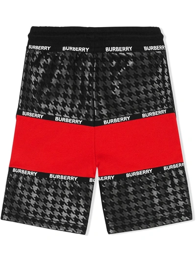 Shop Burberry Houndstooth Stripe Logo Shorts In Red