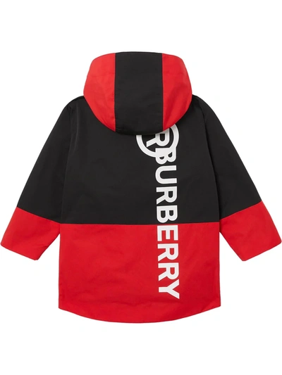 Shop Burberry Two-tone Feather Down Jacket In Red