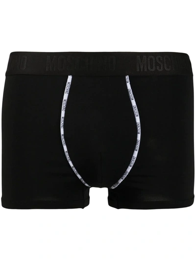 Shop Moschino Logo Trim Boxer Briefs In Black