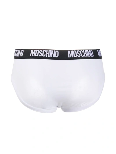 Shop Moschino Logo Waistband Briefs In White