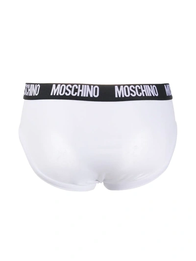 Moschino Logo Waistband Briefs In White