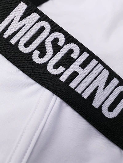 Shop Moschino Logo Waistband Briefs In White