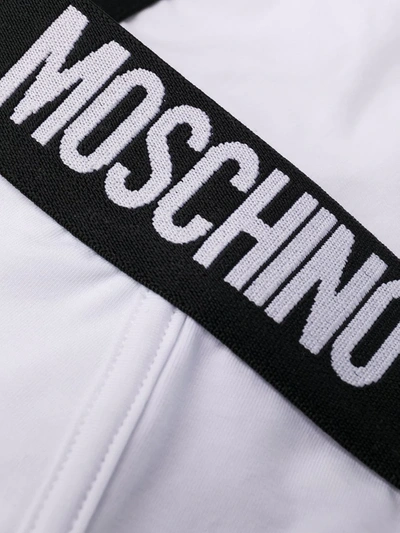 Moschino Logo Waistband Briefs In White