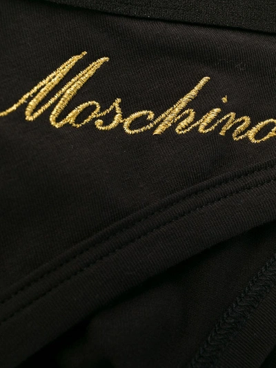 Shop Moschino Embroidered Logo Briefs In Black
