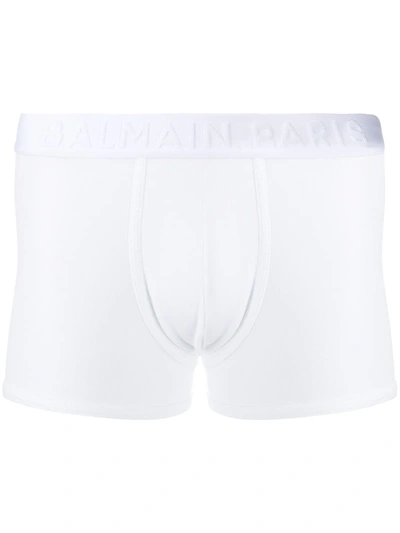 Shop Balmain Logo Waistband Boxers In White