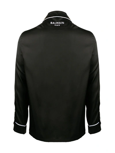 Shop Balmain Silk Pyjama Shirt In Black