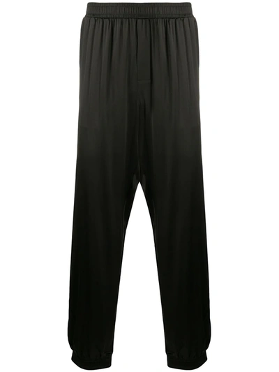 Shop Balmain Logo Embroidered Silk Pyjama Trousers In Black