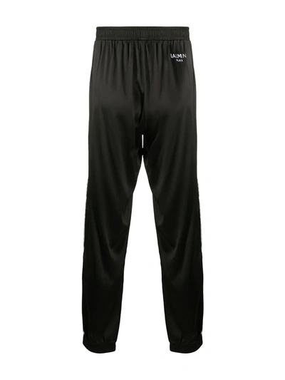 Shop Balmain Logo Embroidered Silk Pyjama Trousers In Black