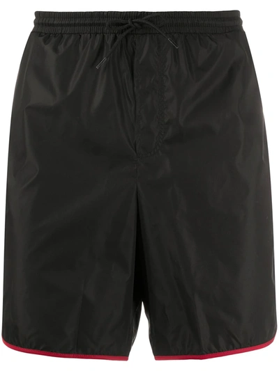 Shop Gucci Logo Stripe Swim Shorts In Black