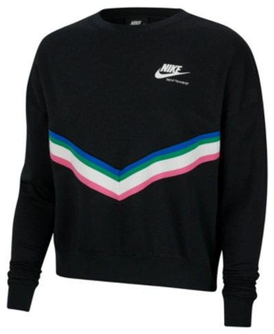 Shop Nike Women's Sportswear Heritage Fleece Sweatshirt In Black/sail/white