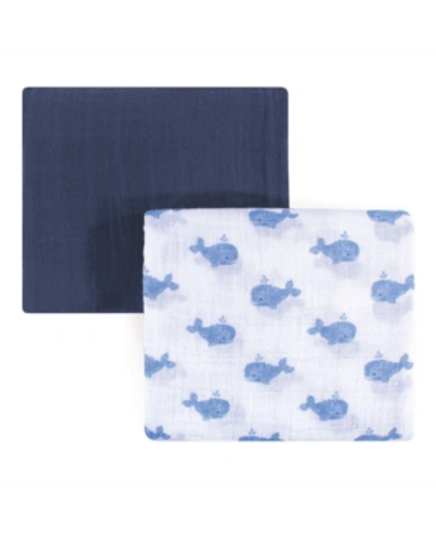 Shop Hudson Baby Muslin Swaddle Blanket, 2-pack, One Size In Blue Whale