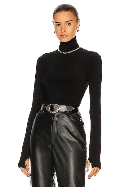 Shop Norma Kamali Slim Fit Long Sleeve Turtleneck Top In Black