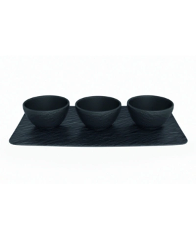Shop Villeroy & Boch Manufacture Rock Dip Bowl & Tray 4 Piece Set In Black