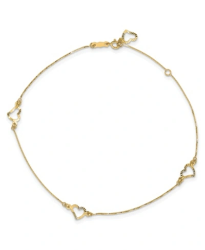 Shop Macy's Heart Anklet With Adjustable 1" Extension In 14k Yellow Gold