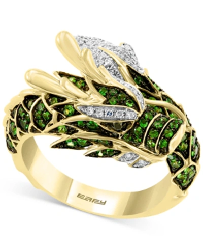Effy Collection Effy Tsavorite (3/4 Ct. T.w.) & Diamond (1/5 Ct. T.w.) Dragon Statement Ring In 14k Gold In Tsavorite